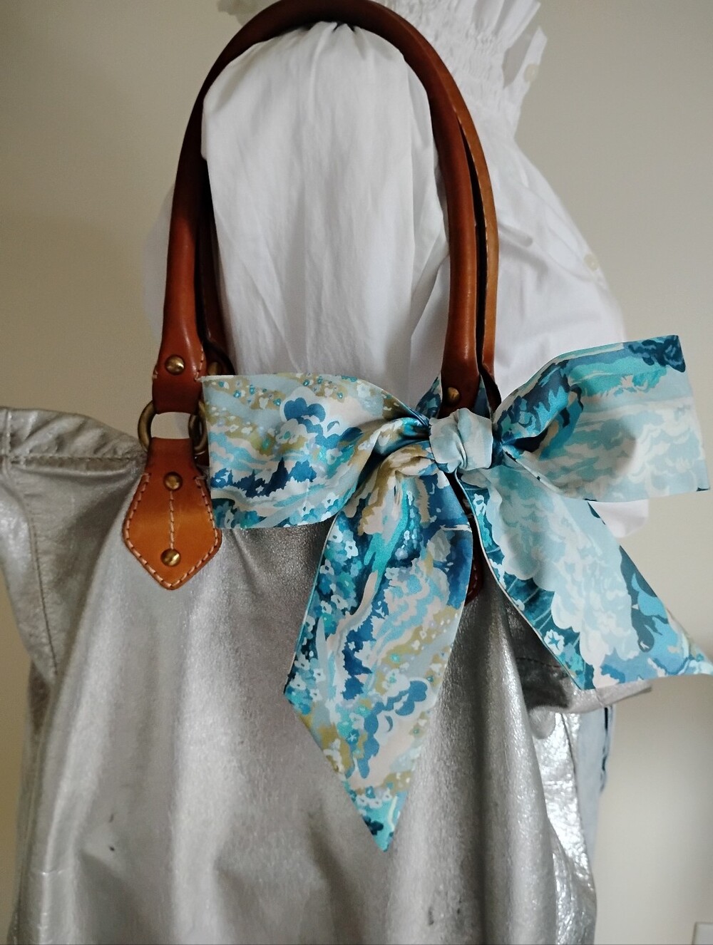 Liberty Art Fabric Tana Lawn Skinny Scarf Coastal Landscape Blue Sailboat Beach - Picture 15 of 15